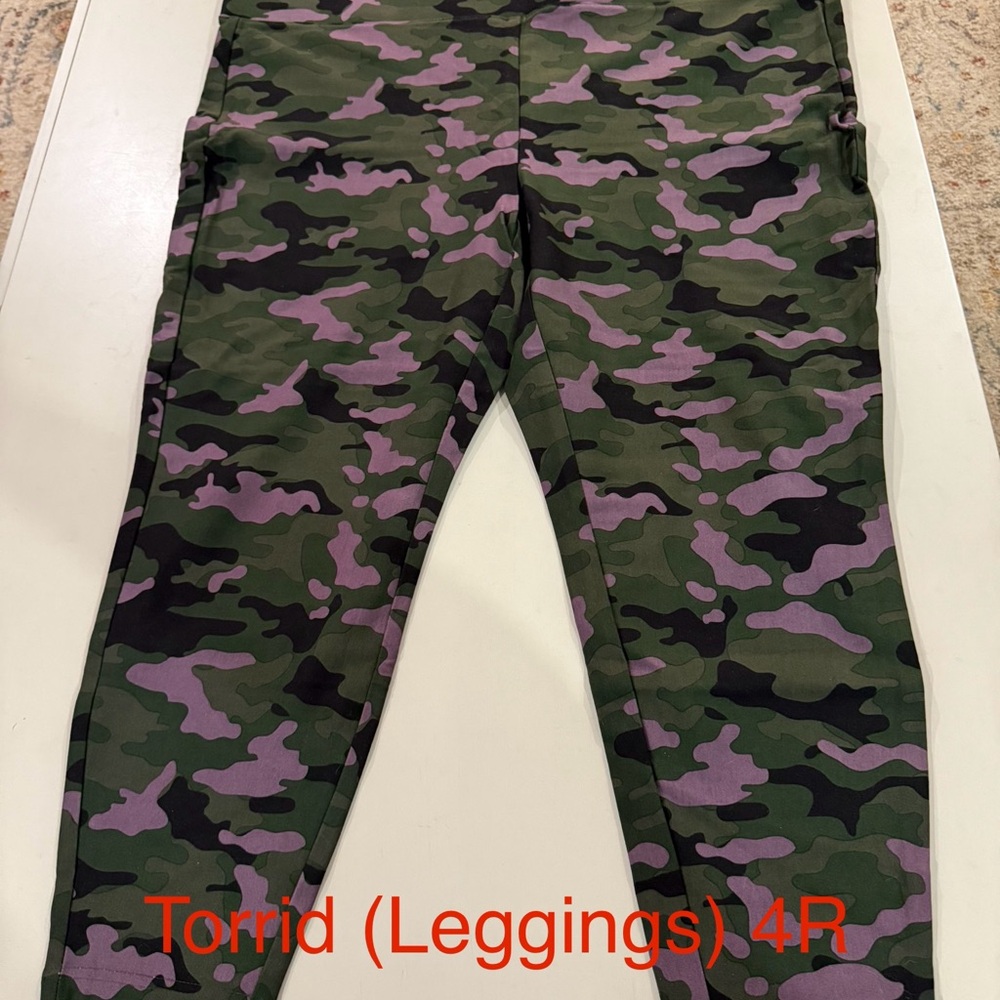 Torrid Green and Purple Camouflage Leggings